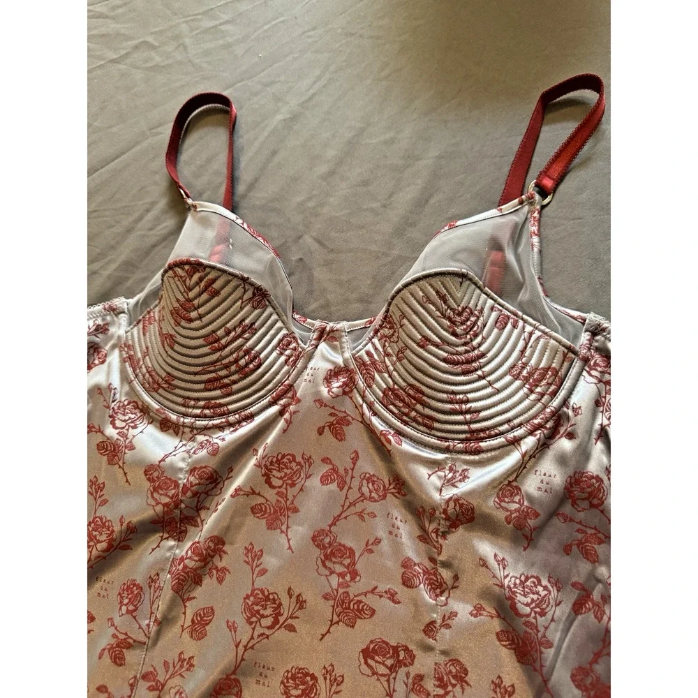 Fleur Du Mal Rose Jacquard‎ Bebe Slip Dress Size 10 Floral New Without Tags. - Picture 3 of 6